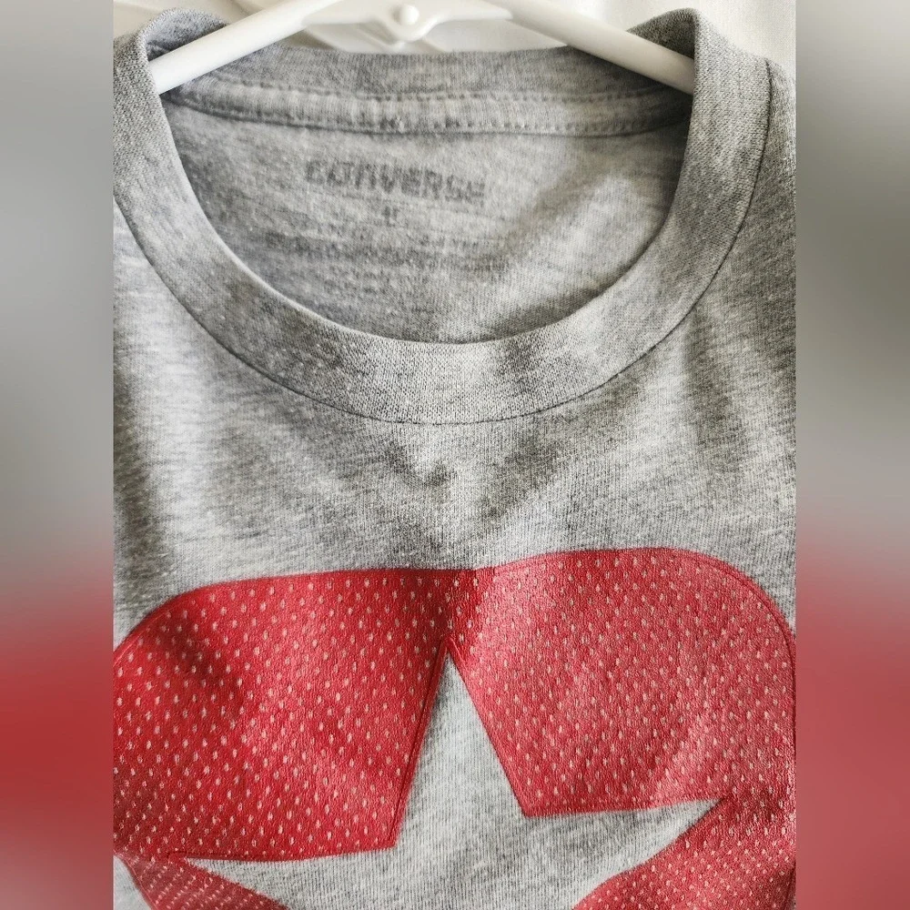 Kids sz4 Converse Gray Graphic Logo‎ T-Shirt Top Retro Playclothes School